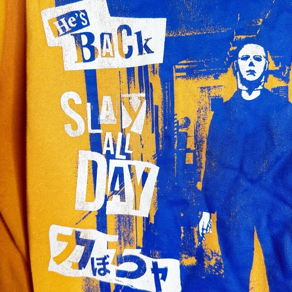 Universal Studios Halloween II Slay All Day Crewneck Sweatshirt Orange Unisex L - Picture 6 of 8